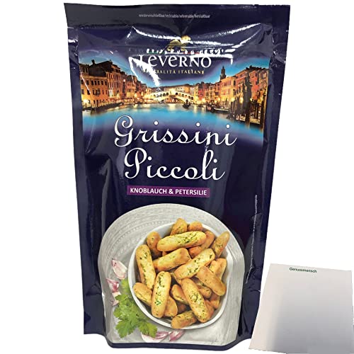 Leverno Grissini Piccoli Knoblauch & Petersilie 1er Pack (1x100g Packung) + usy Block von usy