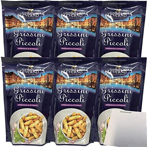 Leverno Grissini Piccoli Knoblauch & Petersilie 6r Pack (6x100g Packung) + usy Block von usy