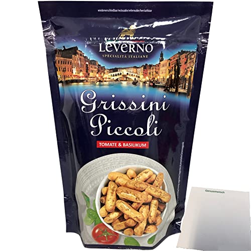 Leverno Grissini Piccoli Tomate & Basilikum 1er Pack (1x100g Packung) + usy Block von usy