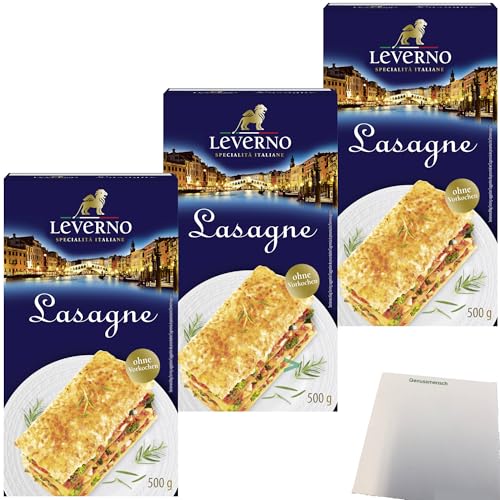 Leverno Lasagne Italienische Pasta Platten 3er Pack (3x500g Packung) + usy Block von usy