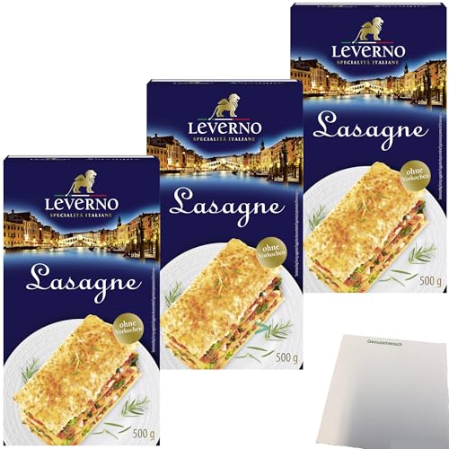 usy Bundle für Leverno Lasagne Italienische Pasta Platten 3er Pack (3x500g Packung) + usy Block von usy
