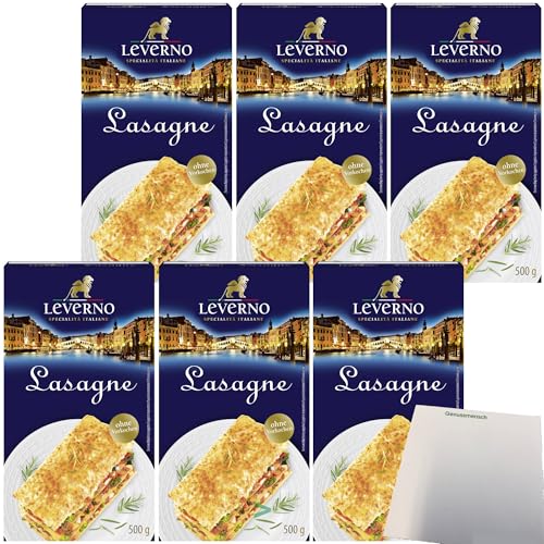 Leverno Lasagne Italienische Pasta Platten 6er Pack (6x500g Packung) + usy Block von usy