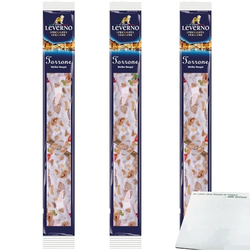 usy Bundle für Leverno Torrone weißer Nougat aus Italien mit Erdnüssen Mandeln und kandierten Früchten 3er Pack (3x100g Packung) + usy Block von usy