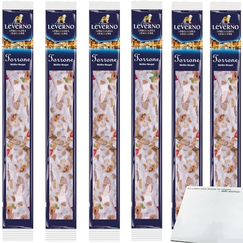 Leverno Torrone weißer Nougat aus Italien mit Erdnüssen Mandeln und kandierten Früchten 6er Pack (6x100g Packung) + usy Block von usy