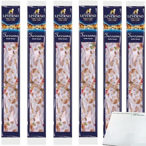 usy Bundle für Leverno Torrone weißer Nougat aus Italien mit Erdnüssen Mandeln und kandierten Früchten 6er Pack (6x100g Packung) + usy Block von usy