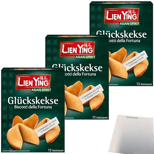 Lien Ying Glückskekse mit weisen Botschaften 3er Pack (3x70g Packung) + usy Block von usy