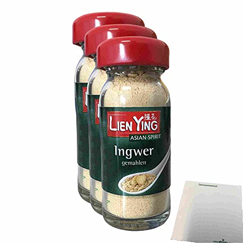 Lien Ying Ingwer gemahlen 3er Pack (3x20g Glas) + usy Block von usy