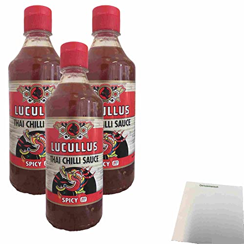 Lucullus Thai Chili Sauce Spicy 3er Pack (3x500ml Flasche) + usy Block von usy