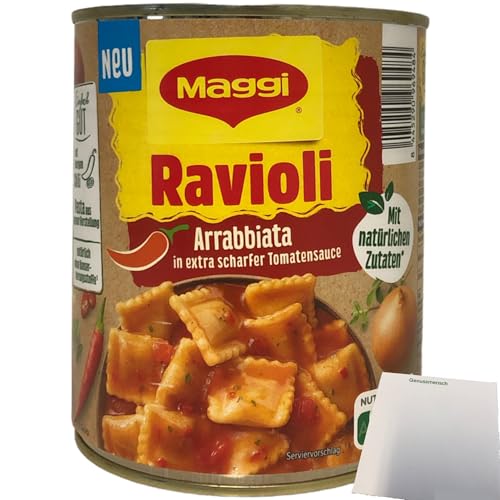 Maggi Ravioli Arrabiata in extra scharfer Tomatensauce (800g Dose) + usy Block von usy