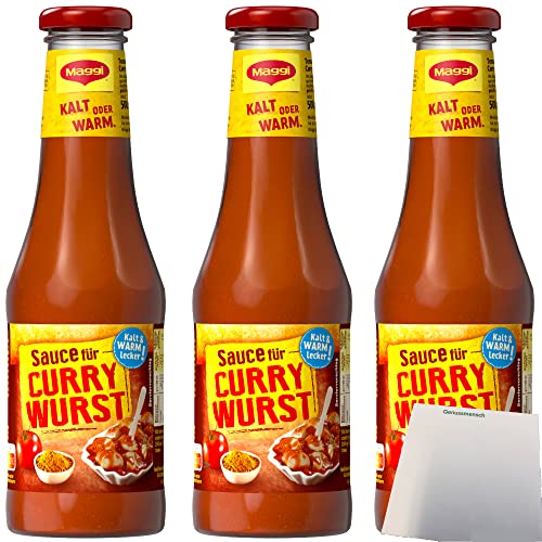 Maggi Sauce für Currywurst fruchtig pikant mit feiner Schärfe 3er Pack (3x500ml) + usy Block von usy
