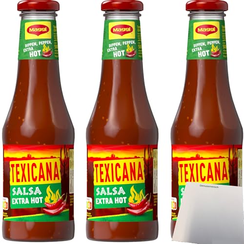 Maggi Texicana Salsa extra HOT Tomaten Chili sauce 3er Pack (3x500ml) + usy Block von usy
