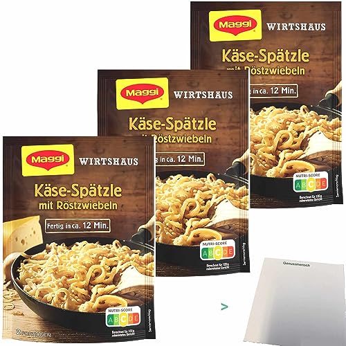 Maggi Wirtshaus Schwäbische Käse-Spätzle mit Röstzwiebeln 3er Pack (3x119g Packung) + usy Block von usy