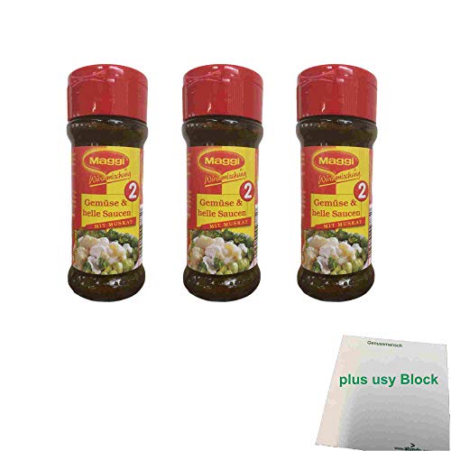 Maggi Würzmischung Nr. 2 Gemüse & helle Saucen 3er Pack (3x78g Glas) + usy Block von usy