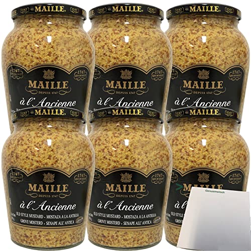 Maille Dijon à l Ancienne Senf nach alter Art grober Senf 6er Pack (6x845g Glas) + usy Block von usy