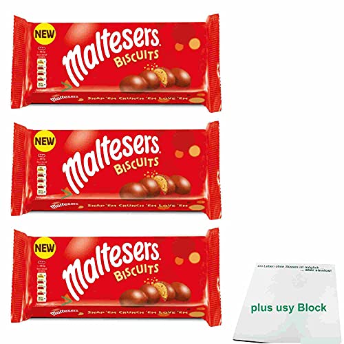 Maltesers Biscuits 3er Pack (3x 110g Packung) + usy Block von usy