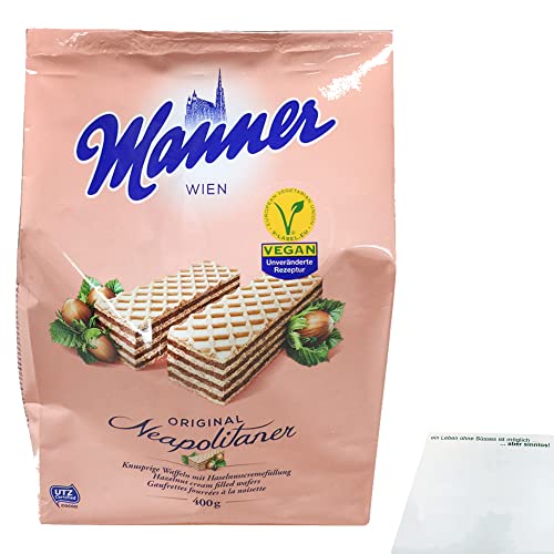 Manner Original Neapolitaner Haselnuss Schnitten (400g Beutel) + usy Block von usy