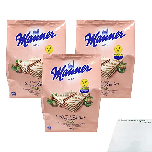 Manner Original Neapolitaner Haselnuss Schnitten 3er Pack (3x400g Beutel) + usy Block von usy