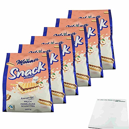 Manner Snack Minis Milch Haselnuss Schnitten 6er Pack (6x300g Packung) + usy Block von usy