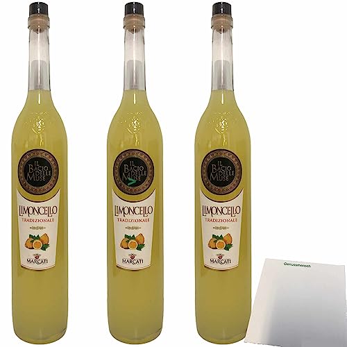 Marcati Limoncello Il Bacio delle Muse Limoncello Tradizionale 3er Pack (3x1500 ml Flasche) + usy Block von usy