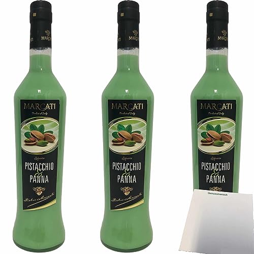 Marcati-Pistazien-Panna Italienischer Sahnelikör aus Pistazien 17% vol. 3er Pack (3x0,5 Liter Flasche) + usy Block von usy