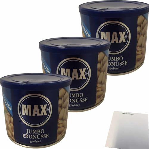 Max Jumbo Erdnüsse geröstet & ungesalzen 3er Pack (3x300g Dose) + usy Block von usy