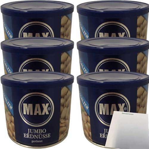 Max Jumbo Erdnüsse geröstet & ungesalzen 6er Pack (6x300g Dose) + usy Block von usy