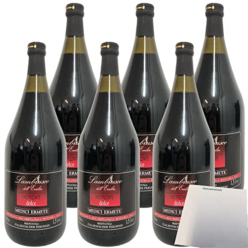 Medici Ermete Lambrusco Reggiano Dolce süß 8% vol. 6er Pack (6x1500 ml XL Flasche) + usy Block von usy