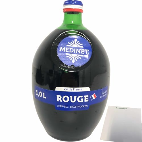 Medinet Rouge Rotwein halbtrocken rot vollmundig fruchtig 12% vol. 1er Pack (1x1 Liter Flasche) + usy Block von usy