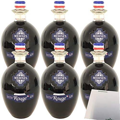 Medinet Rouge Rotwein halbtrocken rot vollmundig fruchtig 12%vol. 6er Pack (6x1 Liter Flasche) + usy Block von usy