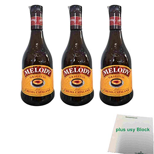 Melody Licor de Crema Catalana 17% 3er Pack (3x0,7l Flasche) + usy Block von usy