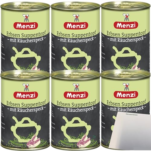 Menzi Erbsen Suppentopf mit Räucherspeck 6er Pack (6x400ml Dose) + usy Block von usy