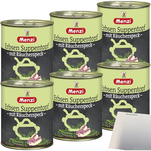 Menzi Erbsen Suppentopf mit Räucherspeck 6er Pack (6x800ml Dose) + usy Block von usy