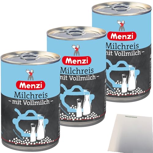 Menzi Milchreis verzehrfertig kalt oder warm ein Genuss 3er Pack (3x400g Dose) + usy Block von usy