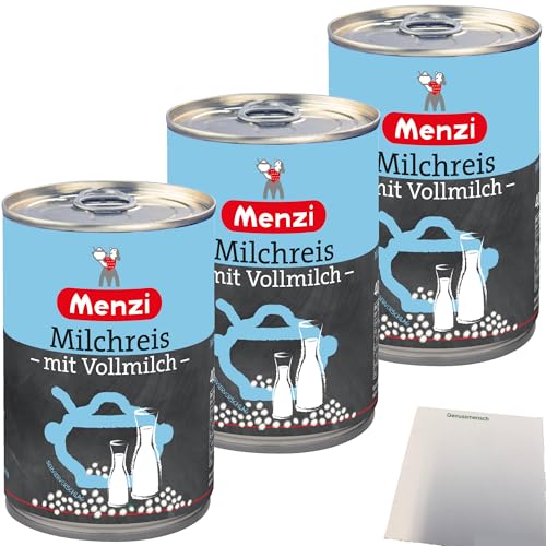 Menzi Milchreis verzehrfertig kalt oder warm ein Genuss 3er Pack (3x400g Dose) + usy Block von usy