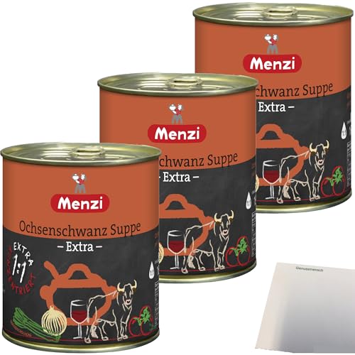 Menzi Ochsenschwanz Suppe Extra viel Rindlfeisch Konzentriert 3er Pack (3x800ml Dose) + usy Block von usy