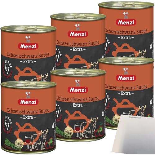 Menzi Ochsenschwanz Suppe Extra viel Rindlfeisch Konzentriert 6er Pack (6x800ml Dose) + usy Block von usy