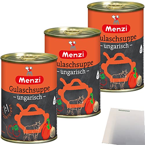 Menzi ungarische Gulaschsuppe Konzentrat 1zu1 3er Pack (3x400ml Dose) + usy Block von usy