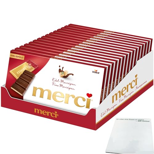 Merci Tafelschokolade Edel Marzipan VPE (15x112g Packung) + usy Block von usy