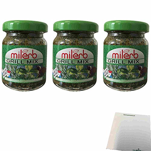 Milerb Grill Mix Kräuterzubereitung 3er Pack (3x50g Glas) + usy Block von usy