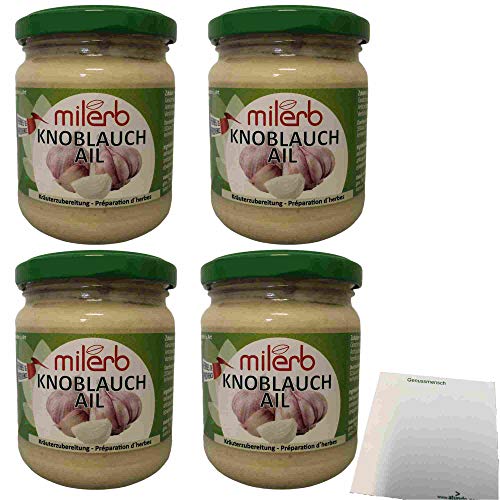 Milerb Knoblauch Kräuterzubereitung 4er Pack (4x200g Glas) + usy Block von usy
