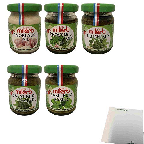 Milerb Kräuterzubereitung Testpaket (5x50g Glas) + usy Block von usy