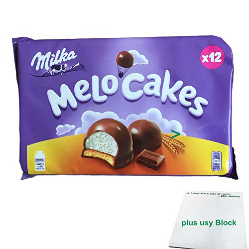 Milka Melo-Cakes (200g Packung, Schaumzucker & Keks) + usy Block von usy
