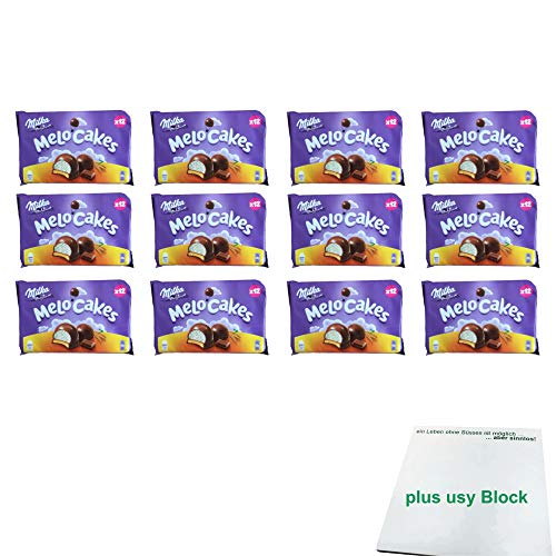 Milka Melo-Cakes 12er Pack (12x 200g Packung, Schaumzucker & Keks) + usy Block von usy