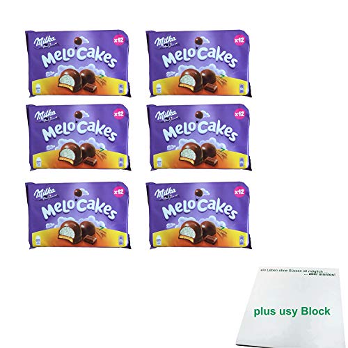Milka Melo-Cakes 6er Pack (6x 200g Packung, Schaumzucker & Keks) + usy Block von usy