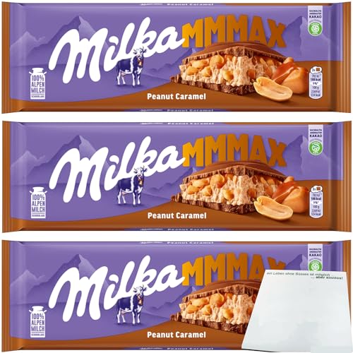 Milka Tafelschokolade Peanut-Caramel Großtafel 3er Pack (3x276g Tafel) + usy Block von usy