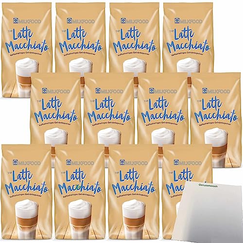 Milkfood Latte Macchiato Kaffeehaltiges Getränkepulver 12er Pack (12x400g Packung) + usy Block von usy
