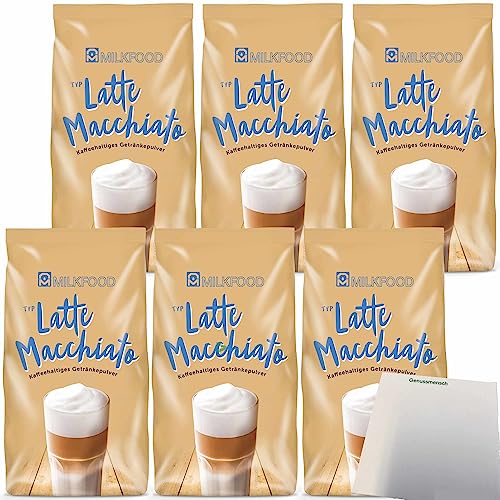 Milkfood Latte Macchiato Kaffeehaltiges Getränkepulver 6er Pack (6x400g Packung) + usy Block von usy