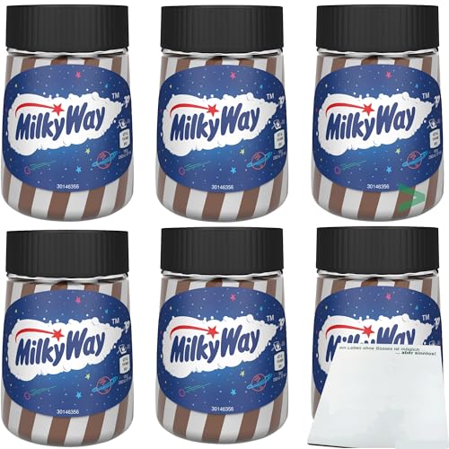 Milky Way Brotaufstrich Duo-Creme Kakao und Milch-Gechmack 6er Pack (6x350g Glas) + usy Block von usy