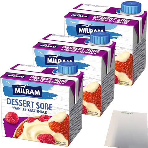 Milram Dessert Sauce Vanille mit Vanille-Geschmack 3er Pack (3x500ml Packung) + usy Block von usy