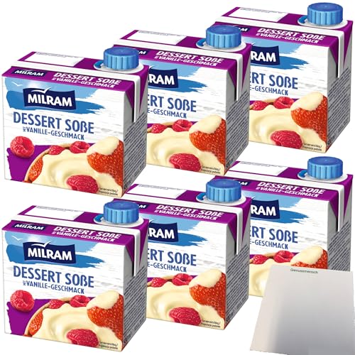 Milram Dessert Sauce Vanille mit Vanille-Geschmack 6er Pack (6x500ml Packung) + usy Block von usy